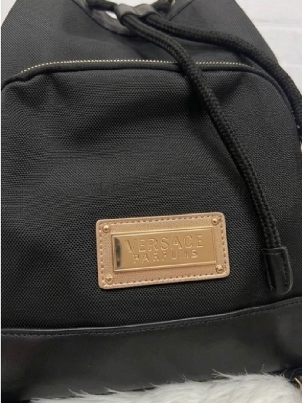 Versace Parfums Black Women's Drawstring Backpack Purse - Chic Everyday Bag - Picture 3 of 6